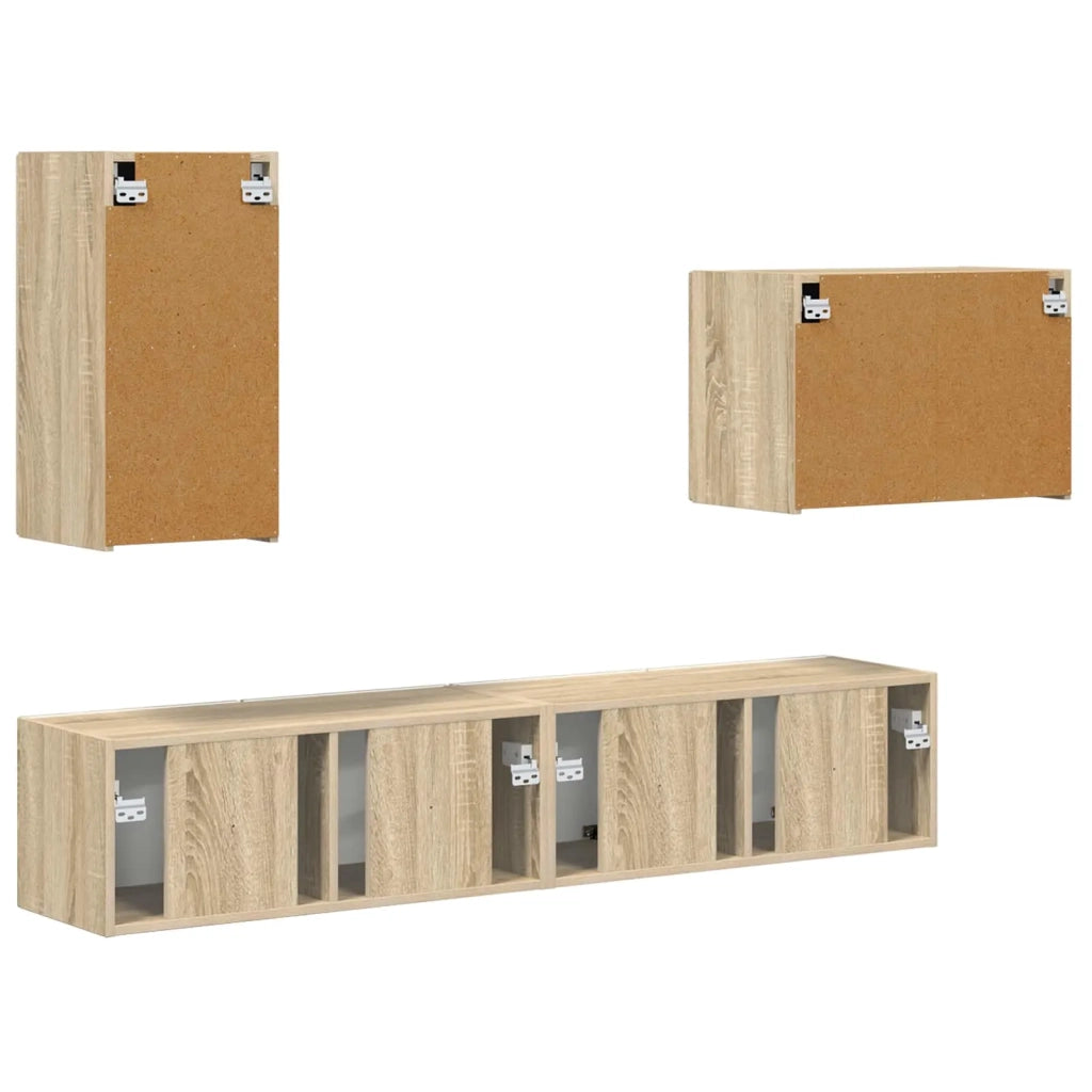 Set di Mobiletto da TV a Parete 4 pz | Armadietto TV | Mobile Porta TV Rovere Sonoma