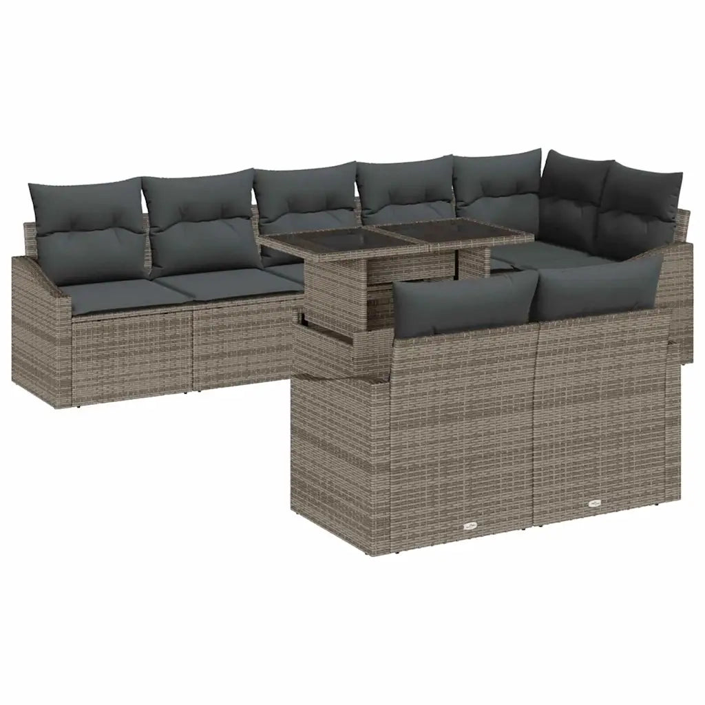 Set Divano da Giardino con cuscino con cuscino 9 pcs Grigio 3357762