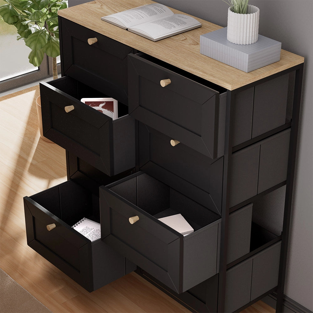 Vicco Tavolino Nero 80 x 95 cm con 8 cassetti