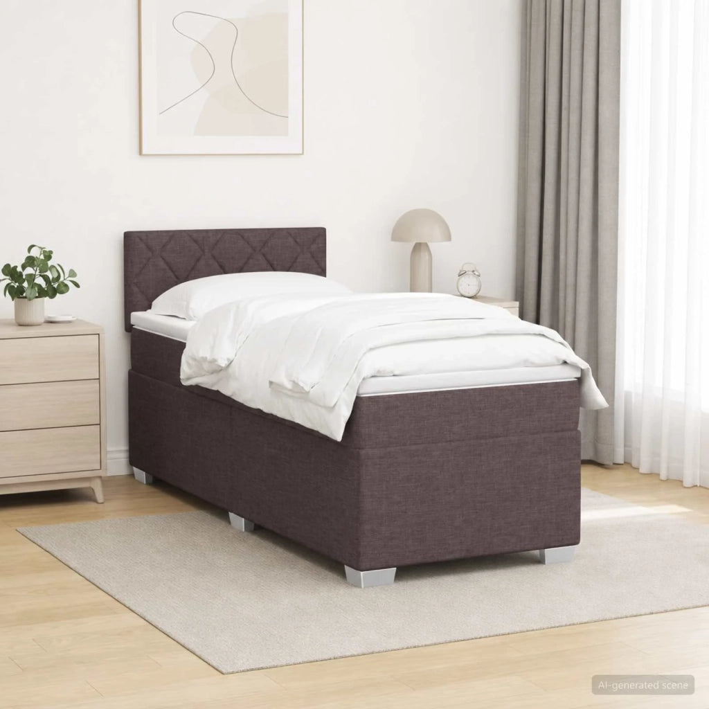 Letto con Box Spring, Materasso e LED Marrone Scuro 90 x 200 cm 3451864
