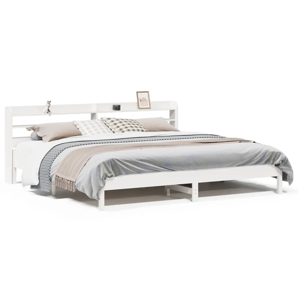 Letto senza Materasso-Struttura Letto Bianco 180x200 cm Legno Massello di Pino 652747