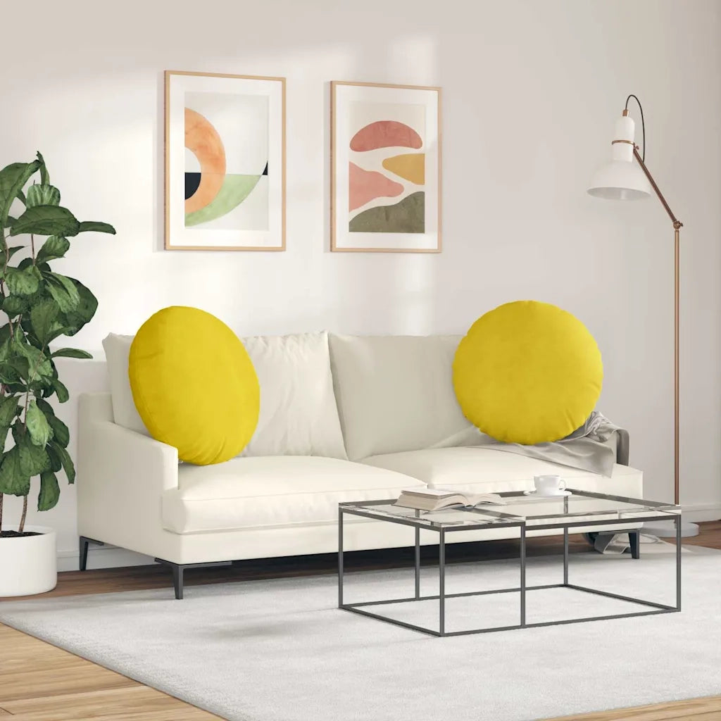 Cuscini per Seduta 2 pcs Giallo Ø60 x 21 cm Velluto 42014218