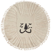 Tappeto Beige Cotone ø 140 cm Rotondo Decorativo Nappe Stampa Leone Stile Boho Soggiorno Bambini Stanza dei bambini