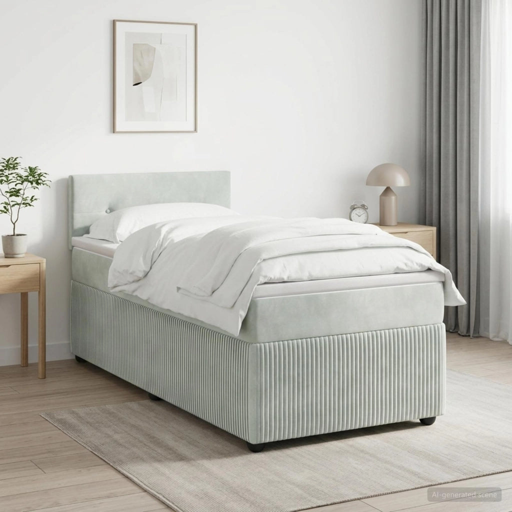 Letto box spring con materasso Grigio Chiaro 100 x 200 cm 3453083