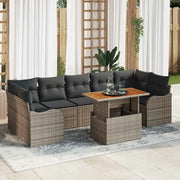 Set Divano da Giardino 8 pcs Grigio Poly Rattan 3358162
