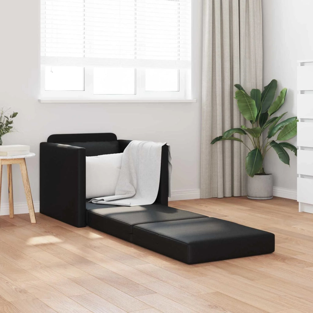 Divano letto | Sof¨¤ letto | Letto singolo 60cm Nero Pelle Artificiale