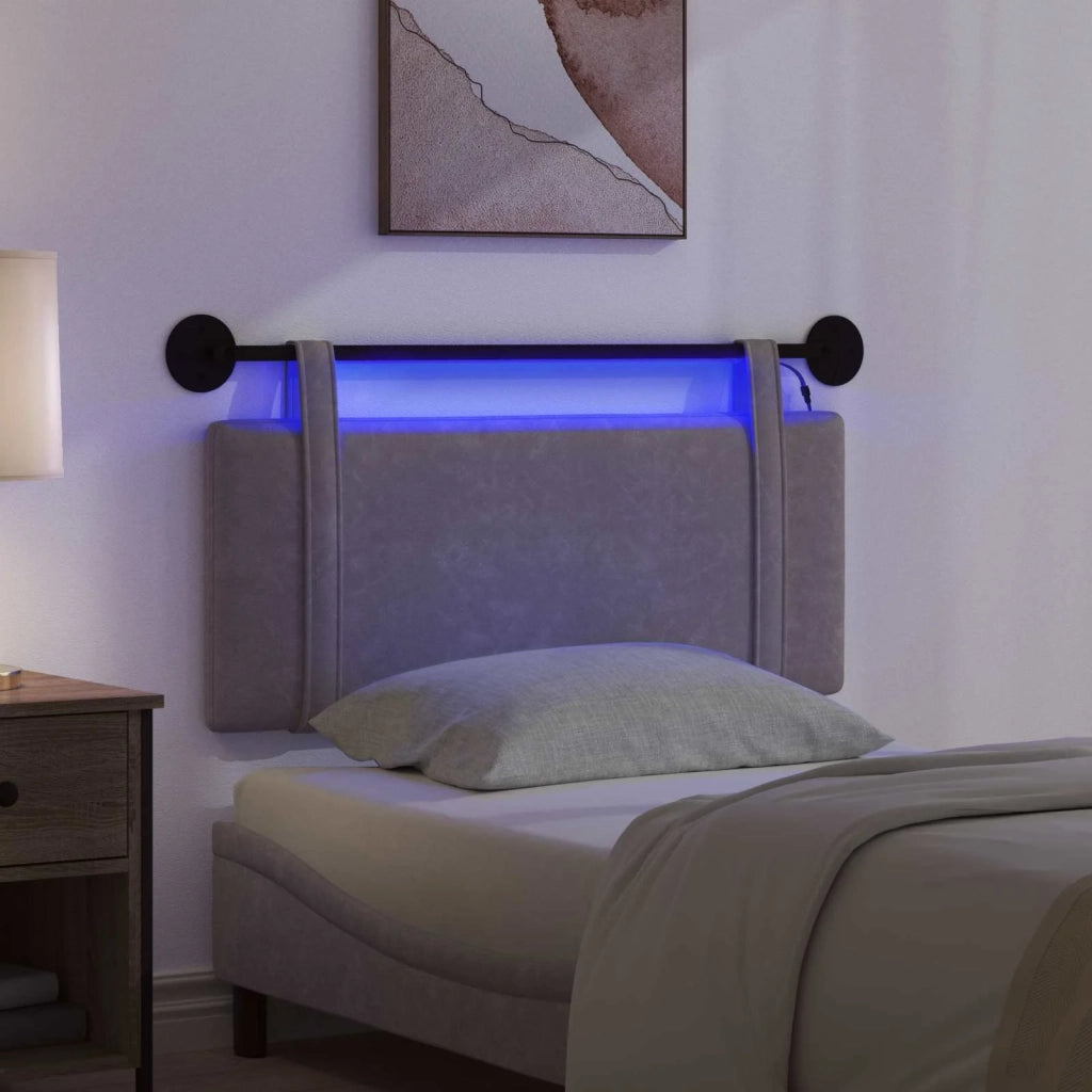 Testiera sospesa Con luce LED Grigio PU Antico 3423891