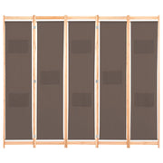 Divisorio Ambienti | Divider per stanze | Paravento a 5 Pannelli Marrone 200x170x4 cm in Tessuto