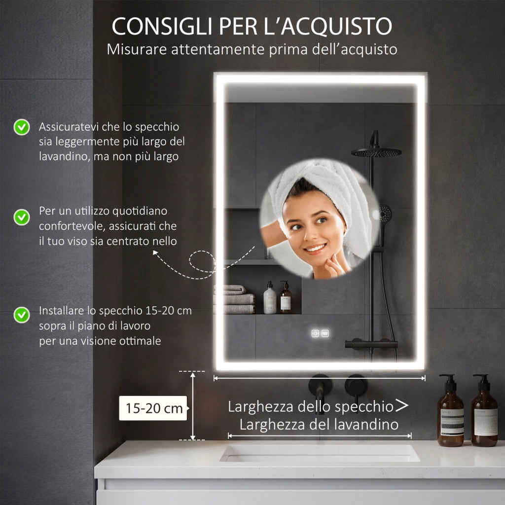 Armadietto Bagno con Specchio e Luci LED ¨C Minimal ¨C Nero