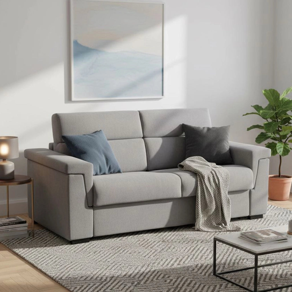 Nus, Divano Letto 3 Posti Sfoderabile Made in Italy, 225x95 cm Grigio
