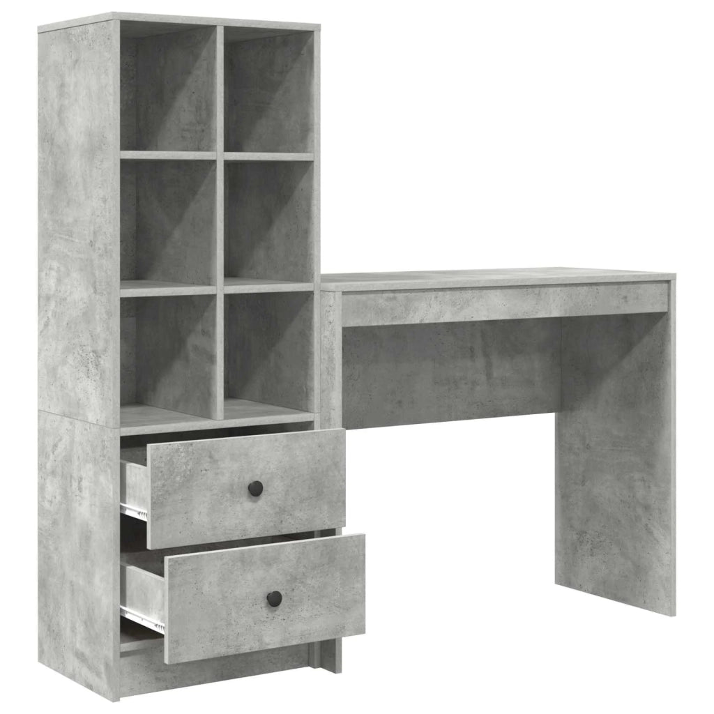 Scrivania con cassetto con lo scaffale 2 pcs Grigio cemento 3337324