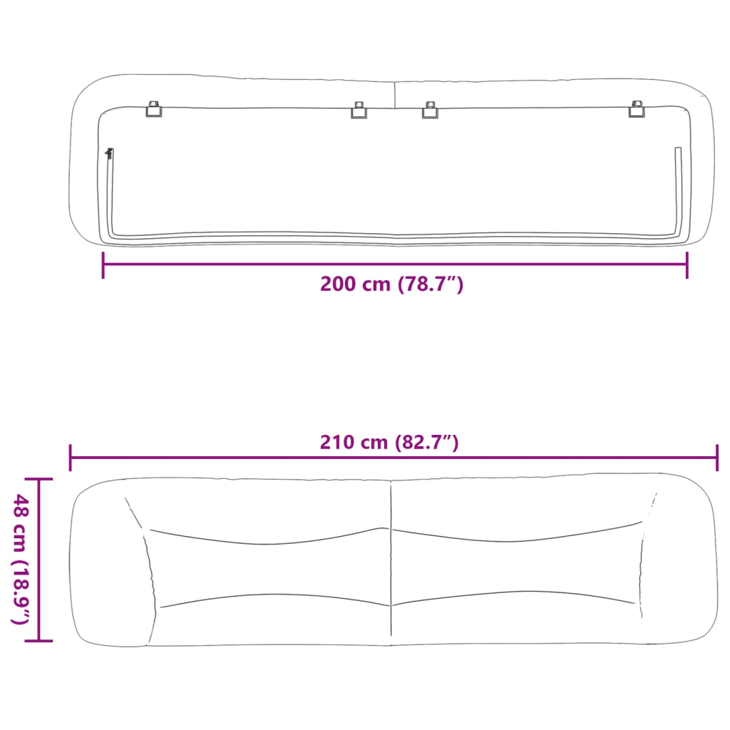 Cuscino Testiera Hvar Tortora 200 cm in Tessuto 374620