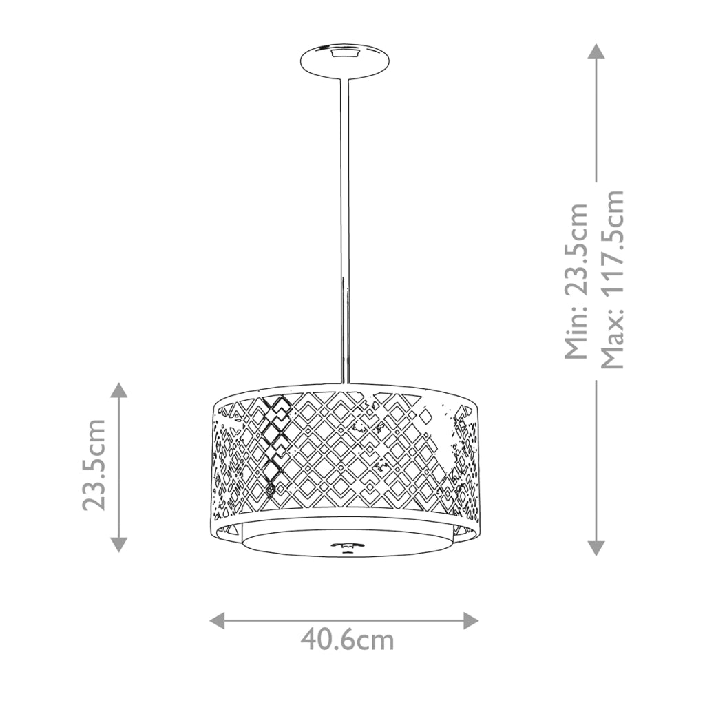 Lampada a sospensione Ziggy argento Ø40,6 2xE27 Elstead