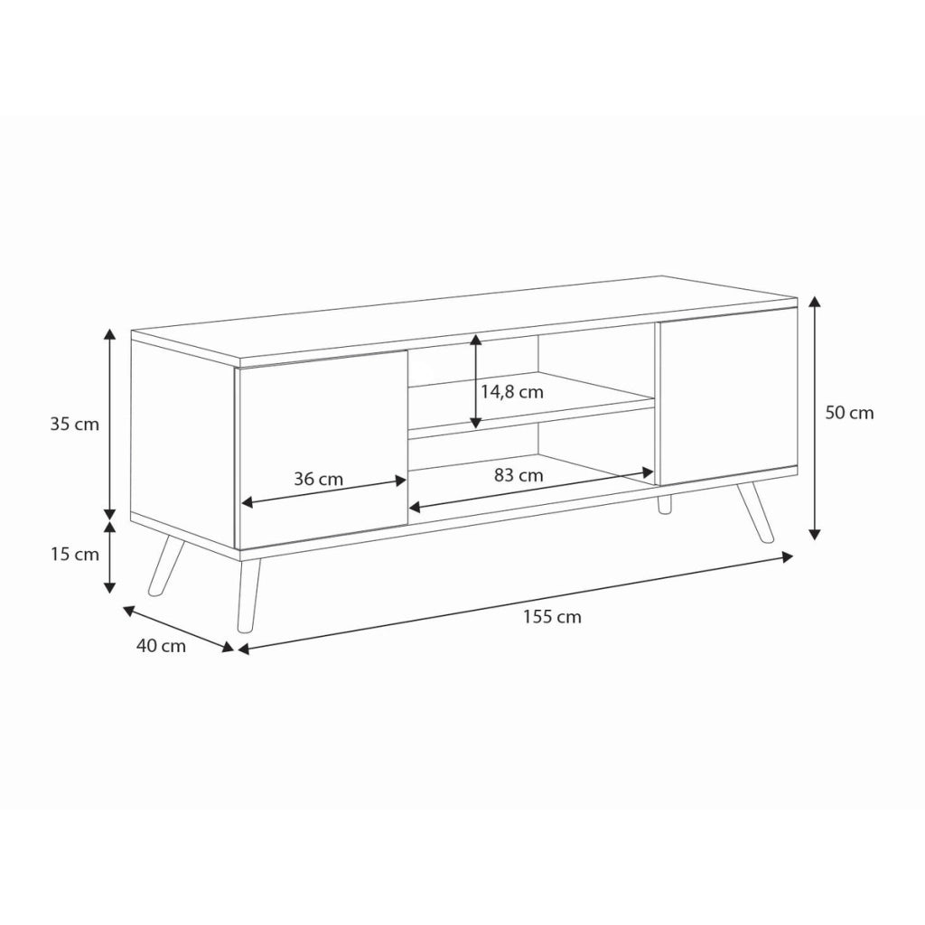 Mobile porta TV Focus in stile scandinavo bianco 155 cm