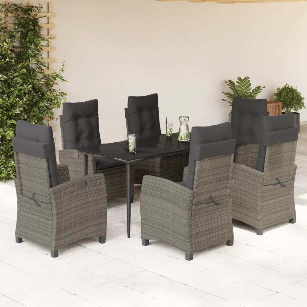 Set da Pranzo da Giardino 7 pz con Cuscini in Polyrattan Grigio 3212788