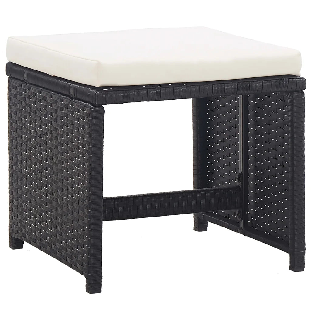 Set da Pranzo da Giardino 13 pz con Cuscini in Polyrattan Nero 42524