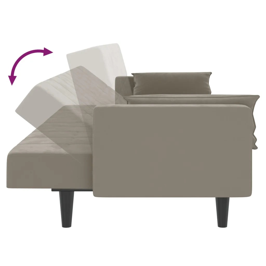 Divano letto | Sof¨¤ letto | Letto singolo a 2 Posti con 2 Cuscini Grigio Chiaro in Velluto