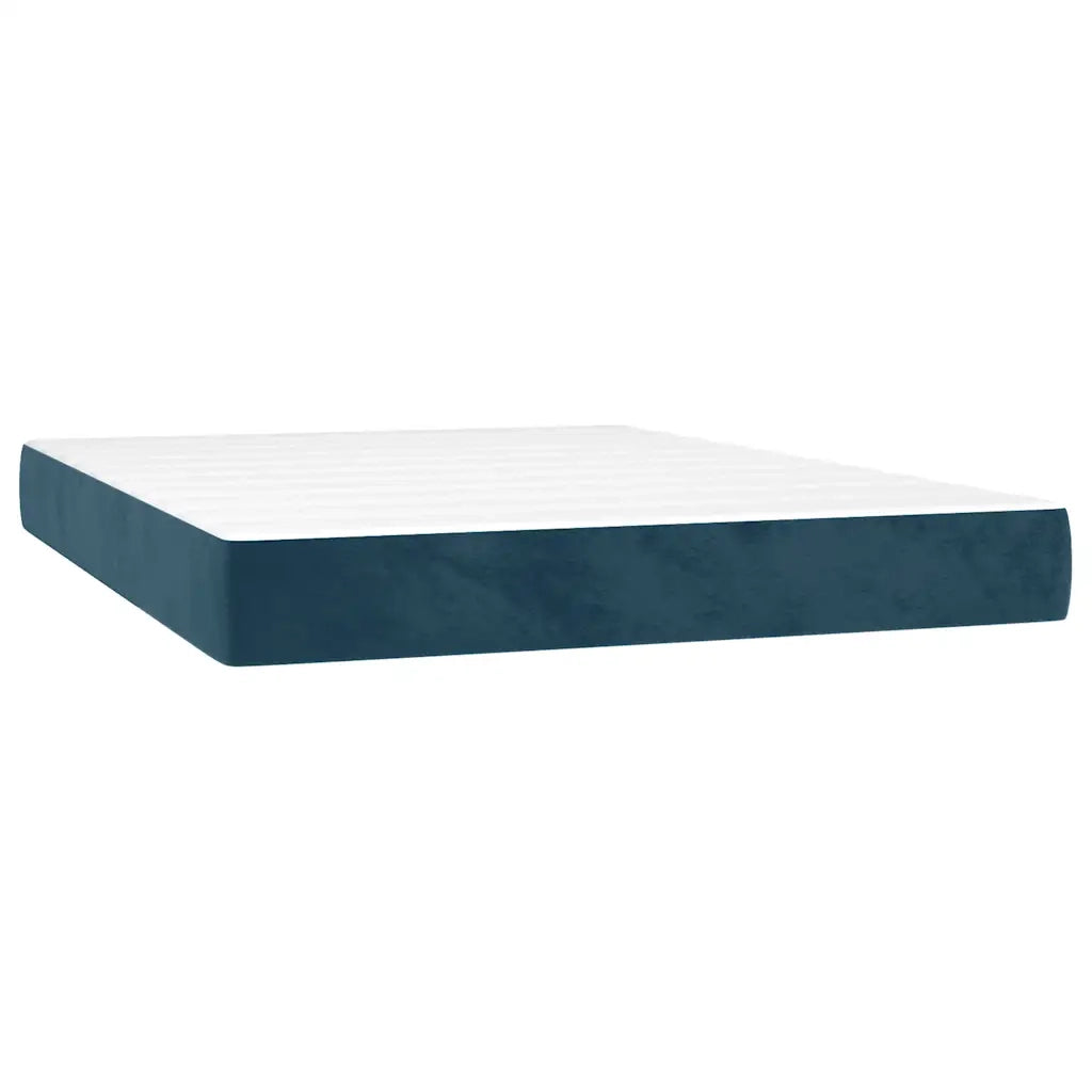 Giroletto a Molle con Materasso Blu Scuro 140x190 cm in Velluto 3143143