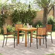 Set da Pranzo per Giardino 5 pcs Nero Legno di Acacia Massello