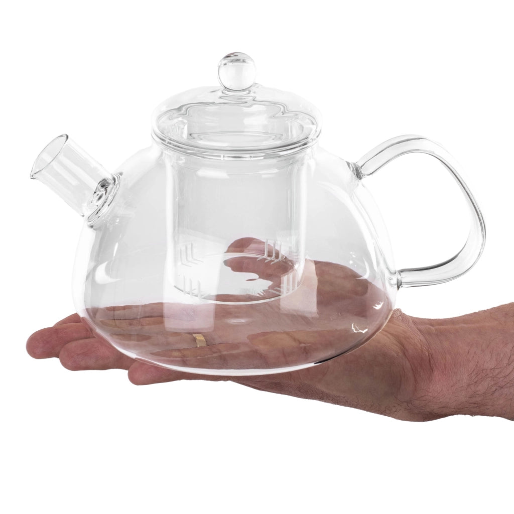 Teiera in vetro resistente al calore KADAX con infusore per tisane da 1,1 l e coperchio.