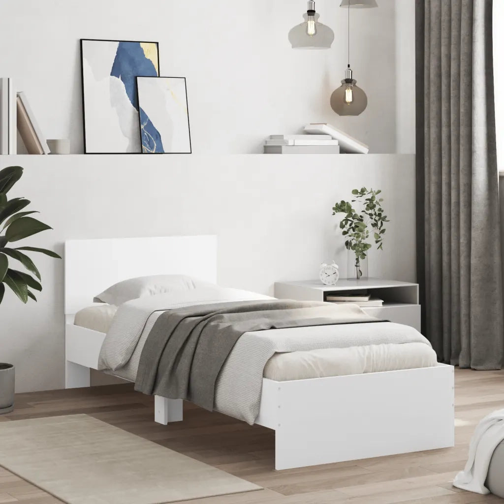 Giroletto con Testiera Bianco 75x190 cm in Legno Multistrato 838659