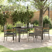Set da Pranzo per Giardino 5 pcs Grigio polyrattan