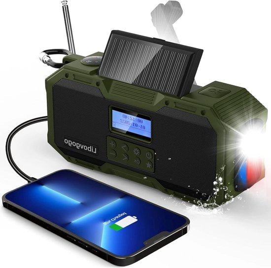 Radio FM portatile con Bluetooth - Impermeabile e multifunzionale - 1 pezzo - Nero - Plastica