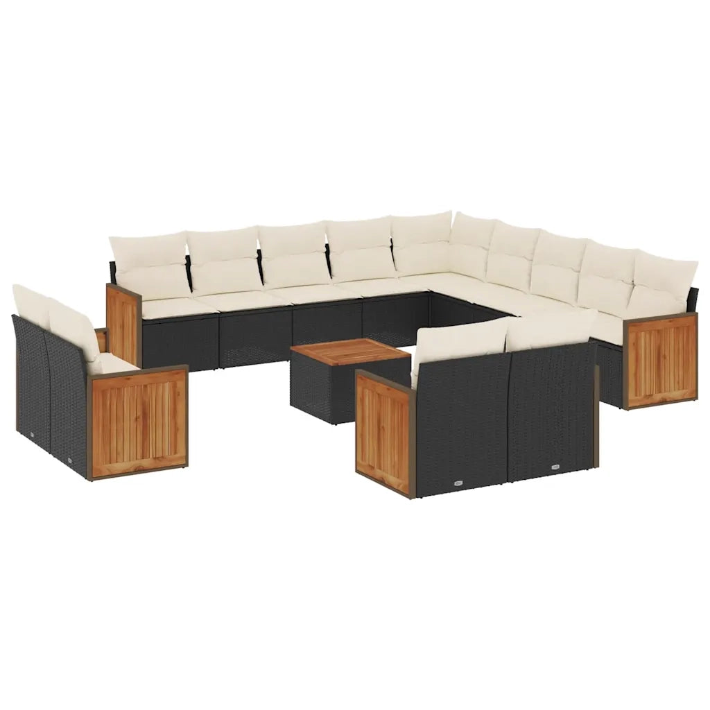 Set Divani da Giardino 14pz con Cuscini in Polyrattan Nero 3260614