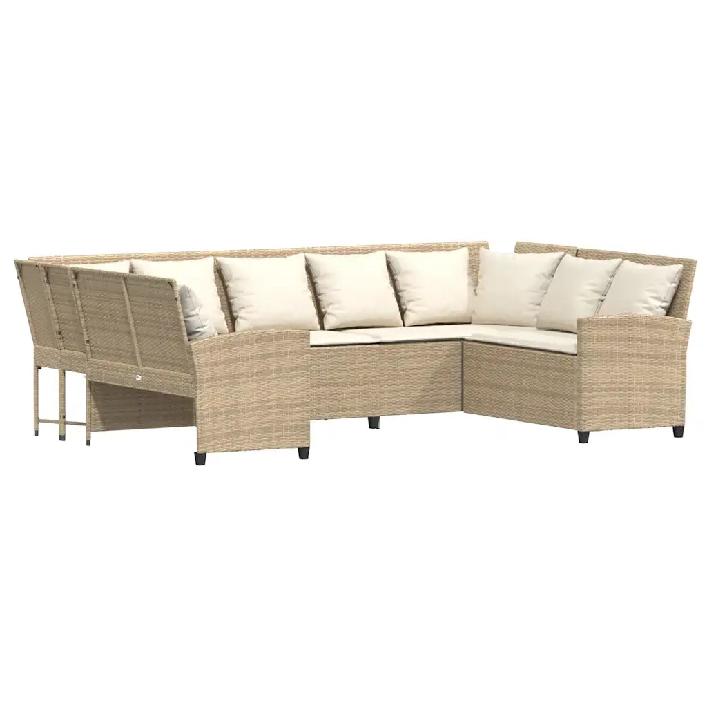 Divano da Giardino con Cuscini in Polyrattan Beige