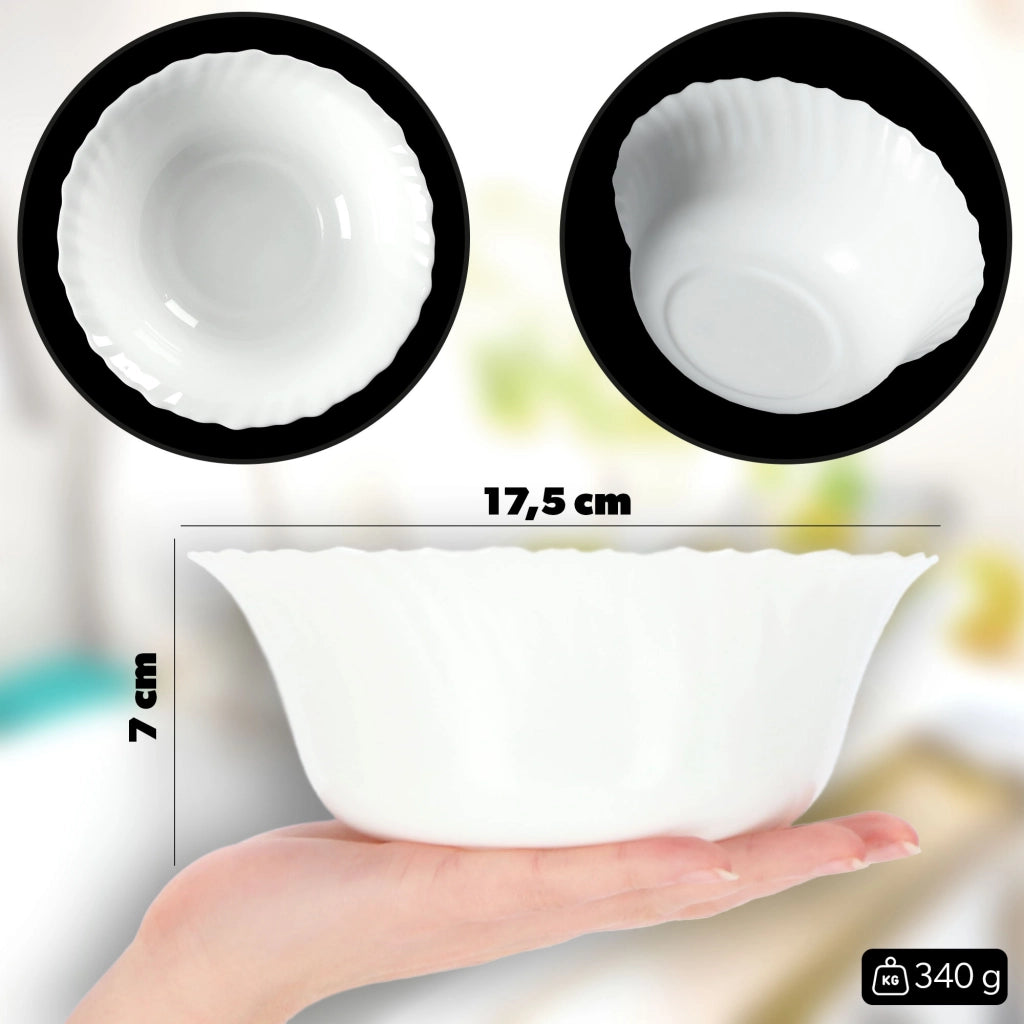 Set di stoviglie KADAX composto da 6 piatti, colore bianco.