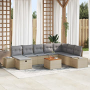 Set Divano da Giardino con cuscino 9 pcs Beige polyrattan 3359609