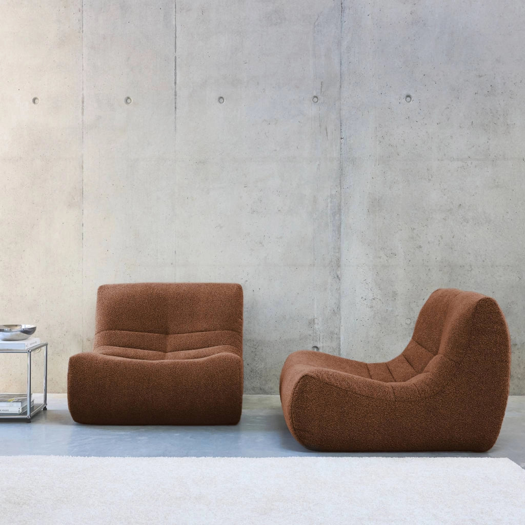 Divano modulare boucle, 2 posti, terracotta