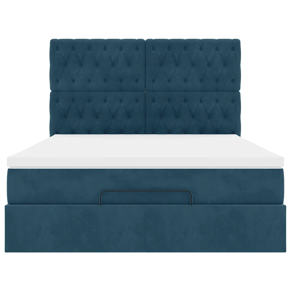 Struttura Letto Pouf con Materassi 140x190 cm in Velluto 3313545
