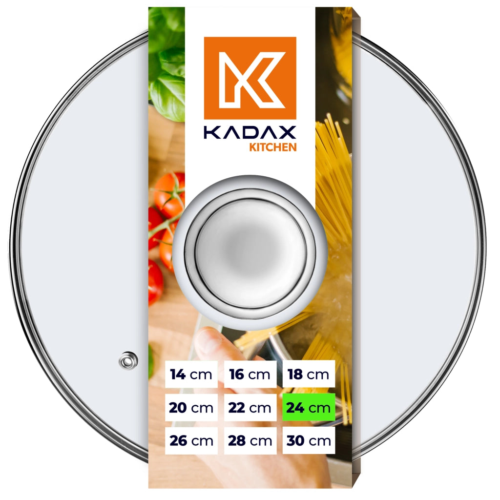 Coperchio in vetro KADAX da 24 cm, universale, resistente al calore.