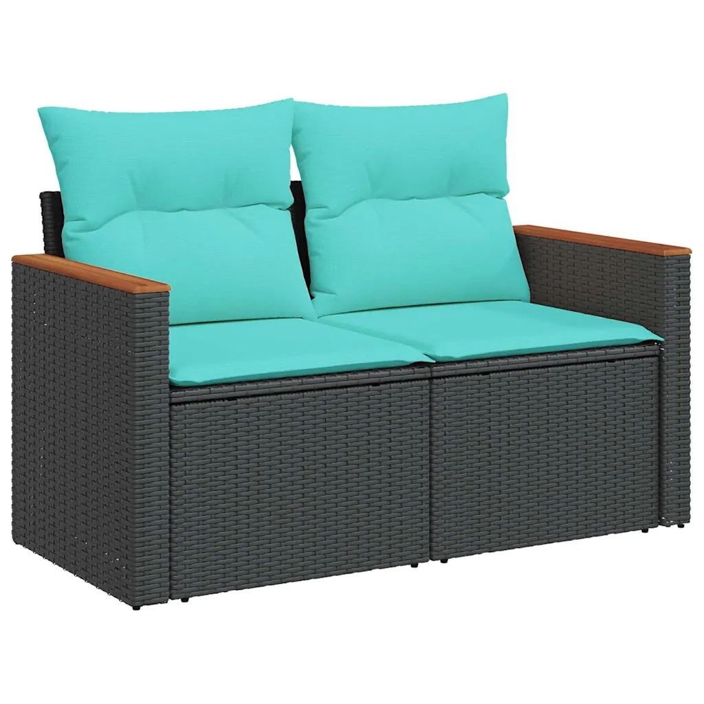 Set Divano da Giardino 6 pz con Cuscini Nero in Polyrattan 3325942