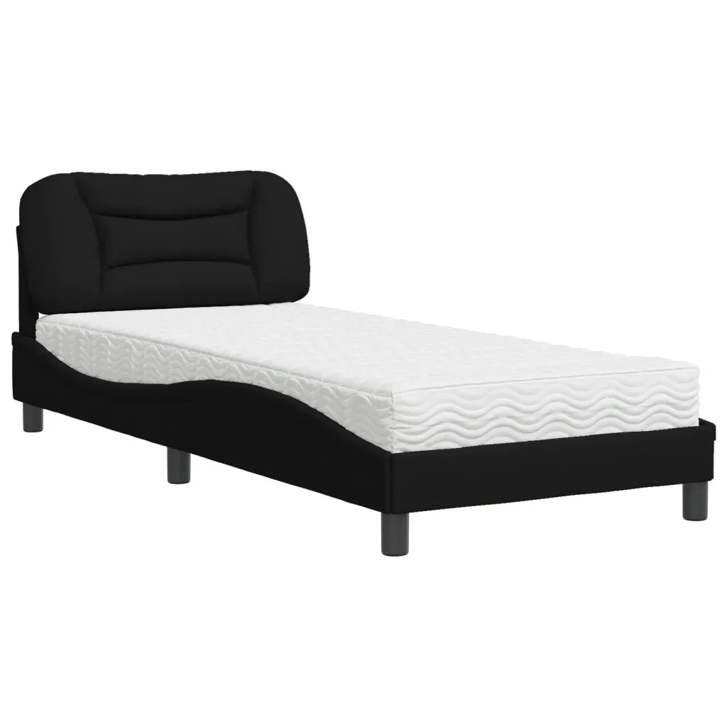 Letto con Materasso Hvar Nero 90x200 cm in Tessuto