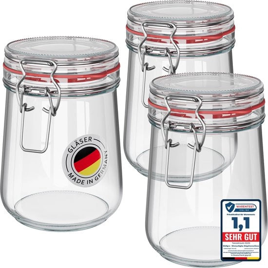 Pentola di fermentazione 800 ml - vaso di vetro - contenitore di conservazione - contenitore di magazzino - pentola di vetro con coperchio - ermetico e resistente