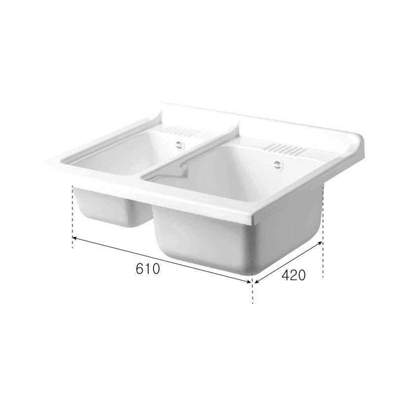 Lavatoio Classica 75x60 con due vasche e due ante