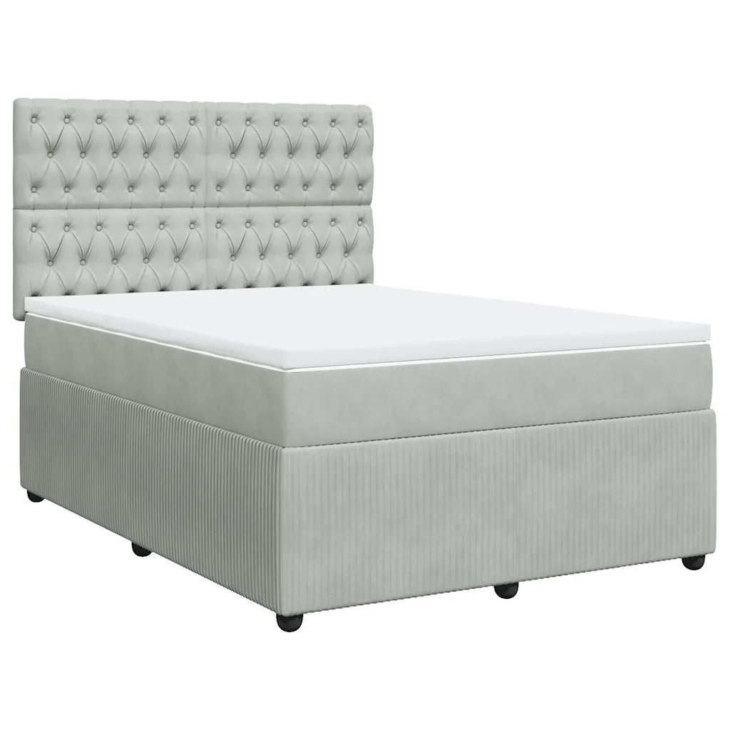 Giroletto a Molle con Materasso Grigio Chiaro 140x190cm Velluto