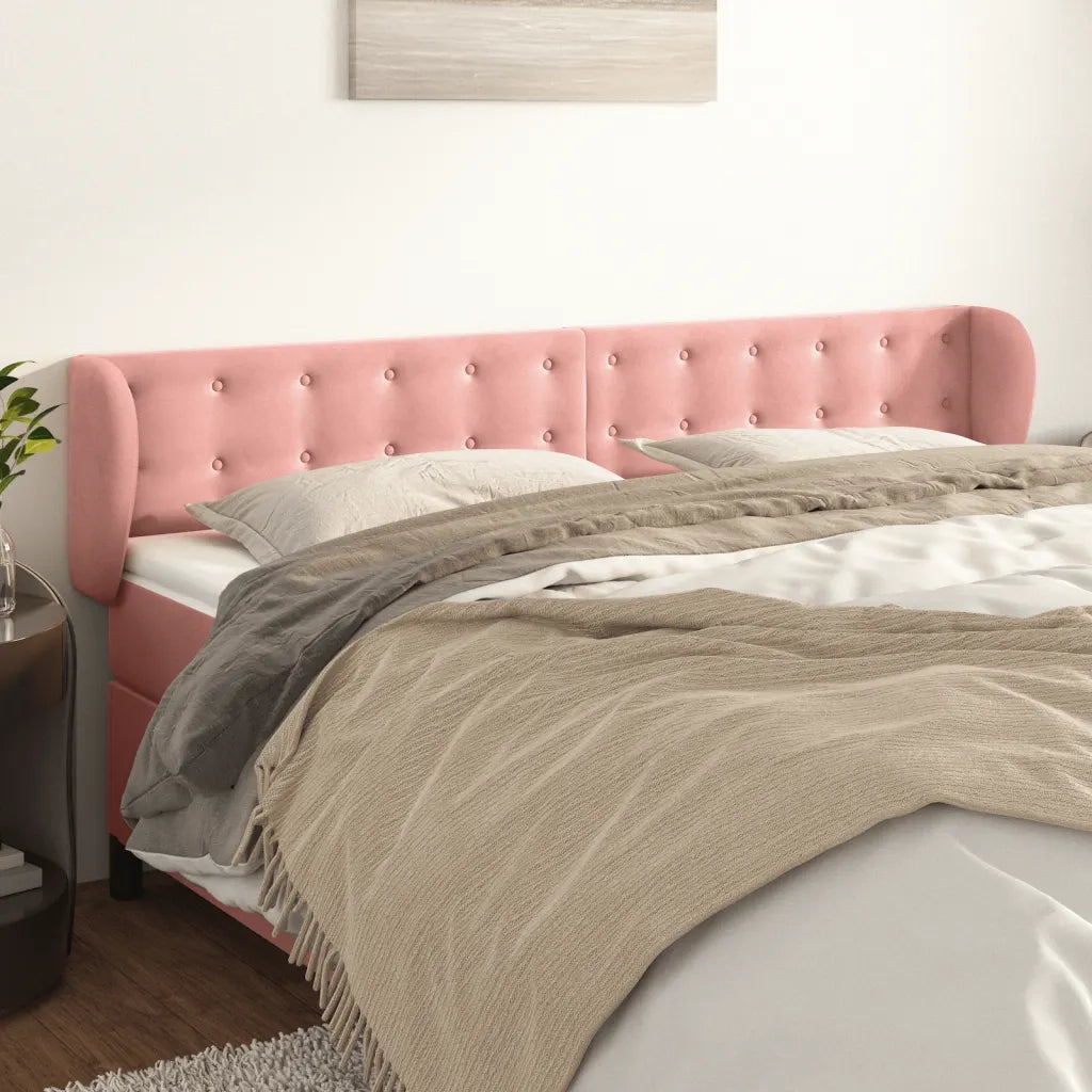 Testiera ad Orecchio-Testata con Orecchie Rosa 183x23x78/88 cm in Velluto 959055