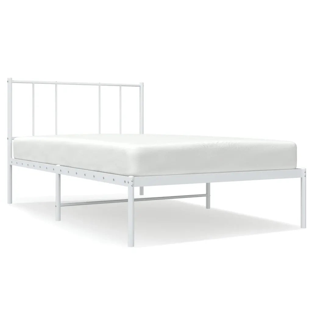 Letto singolo | Letto per adulti | Giroletto senza Materaso con Testiera Metallo Bianco 75x190 cm