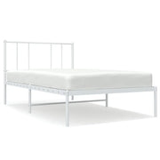 Letto singolo | Letto per adulti | Giroletto senza Materaso con Testiera Metallo Bianco 75x190 cm