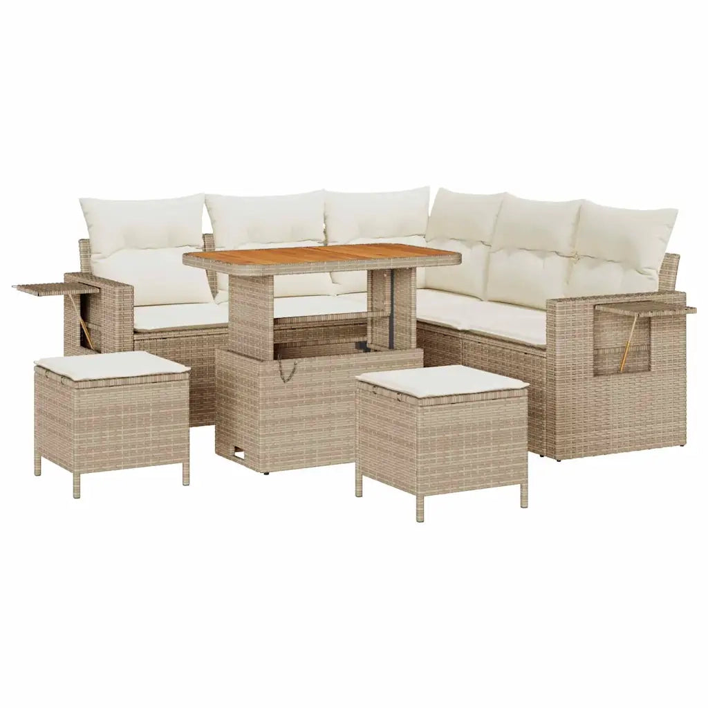 Set Divano da Giardino con cuscino 8 pcs Beige polyrattan 3361746
