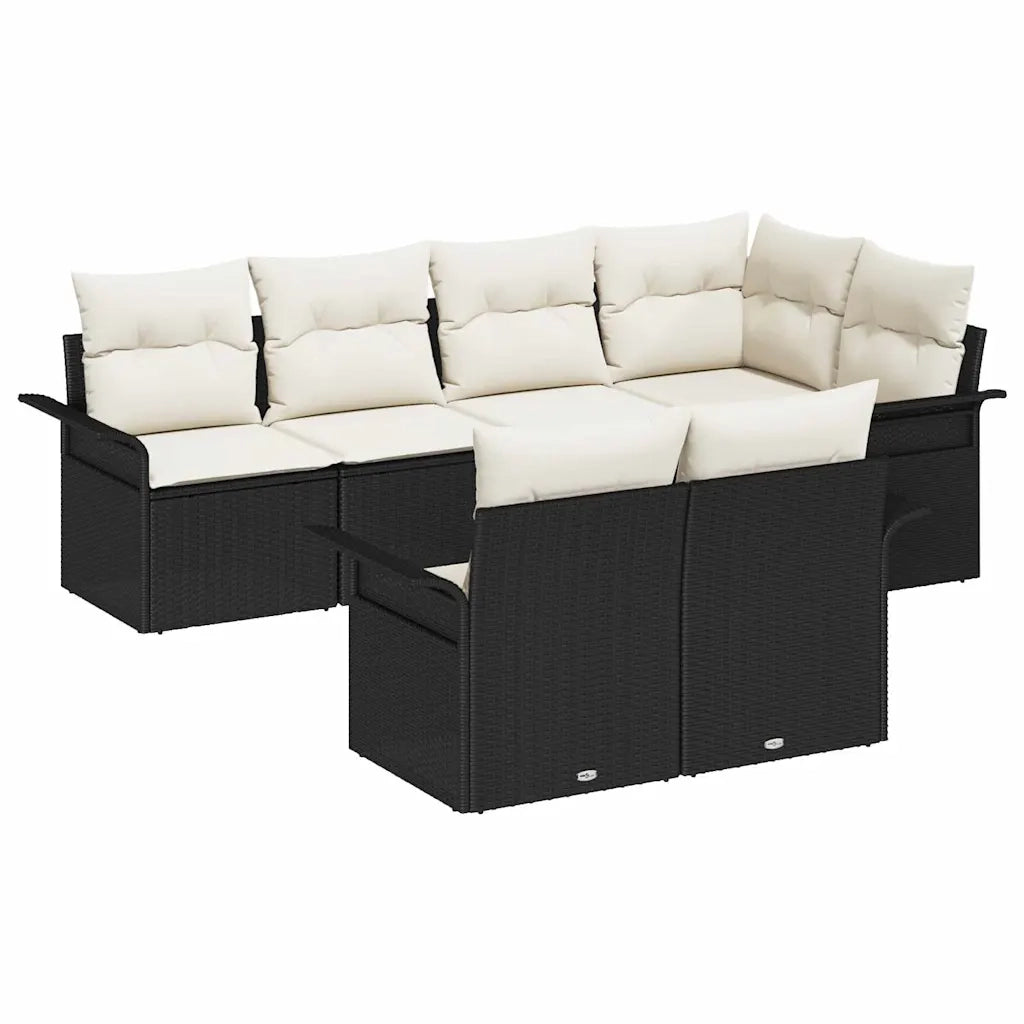 Set Divano da Giardino con cuscino 7 pcs Nero polyrattan 3345397