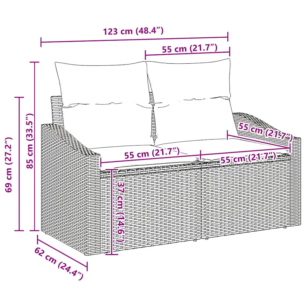 Set di divani con cuscino 11 pcs Nero polyrattan 3346907