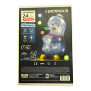 PINGUINO CON ALBERO DI NATALE 24 LED BIANCO FREDDO
