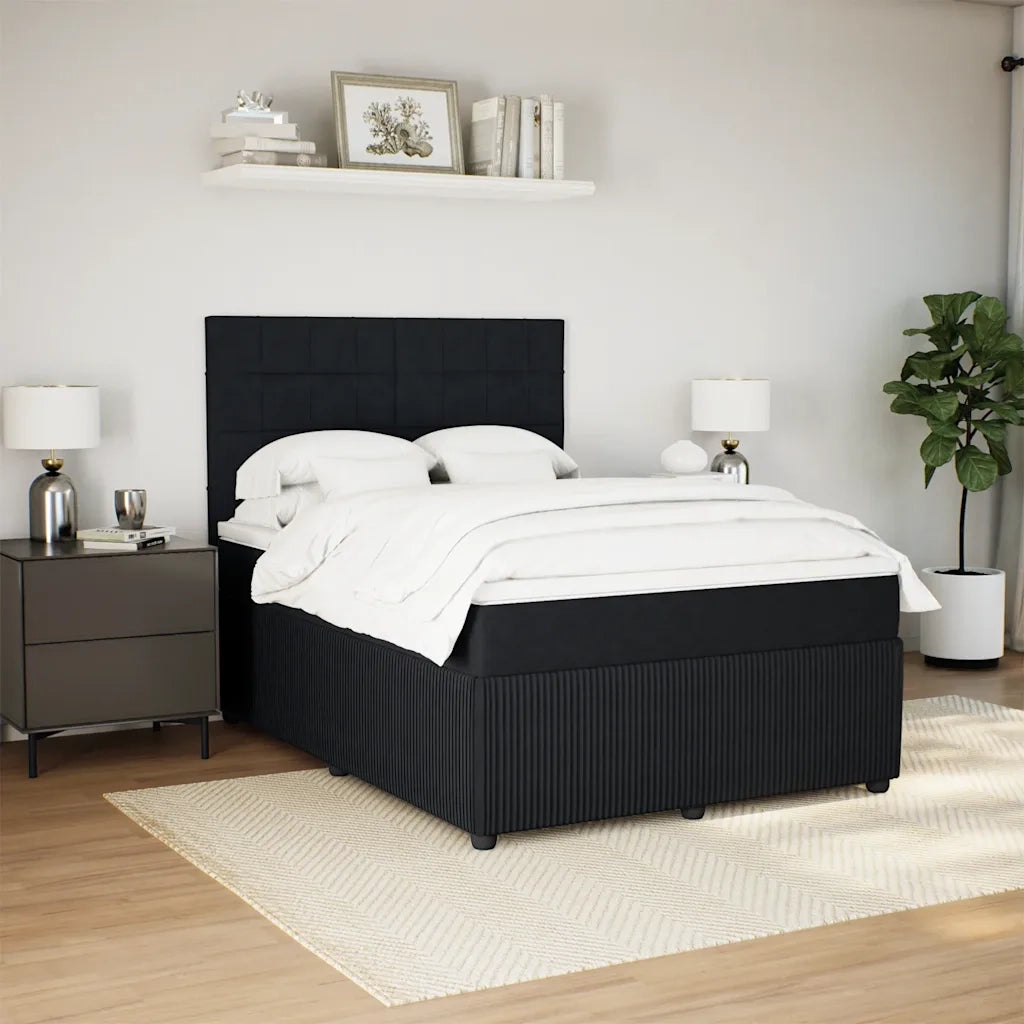 Giroletto a Molle con Materasso Nero 140x190 cm in Velluto 3294636