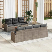 Set Divano da Giardino 8 pcs Grigio polyrattan