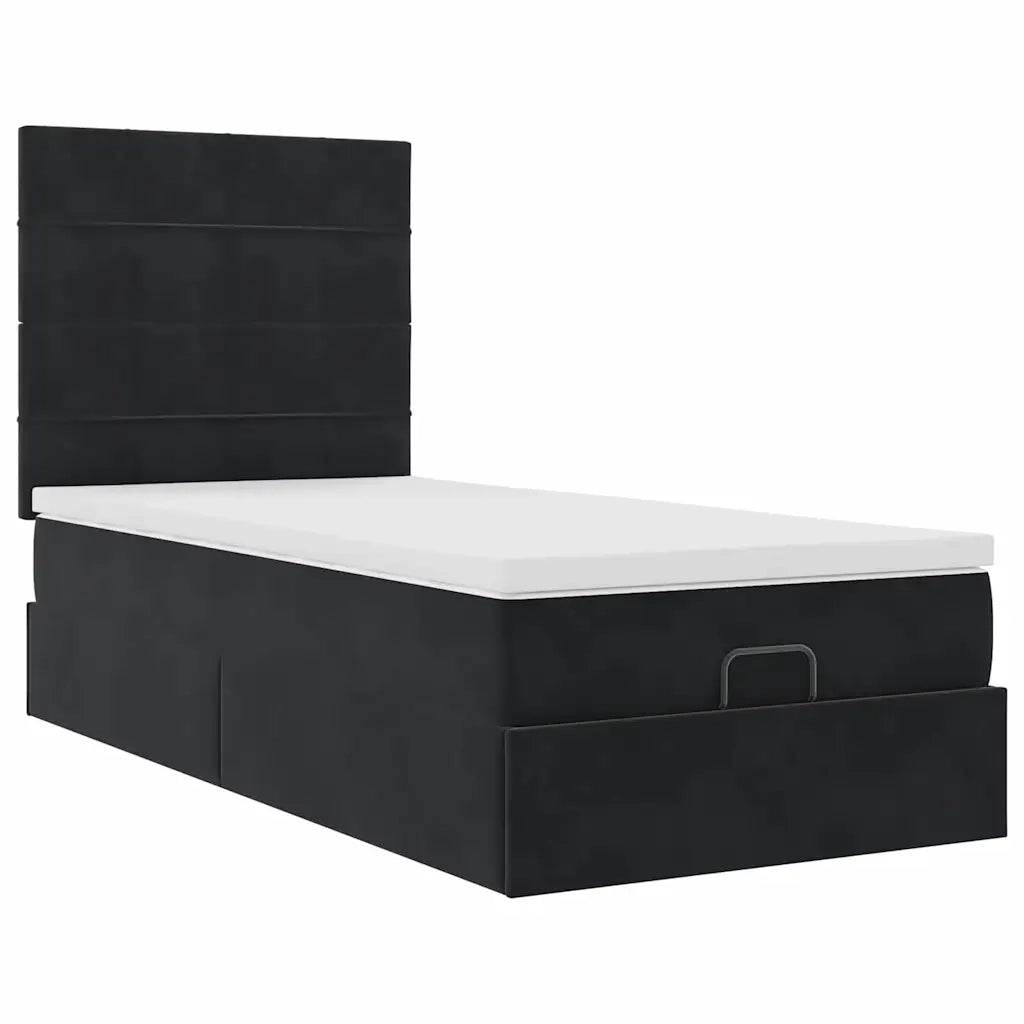 Struttura Letto Pouf con Materassi Nero 100x200 cm Velluto 3314302
