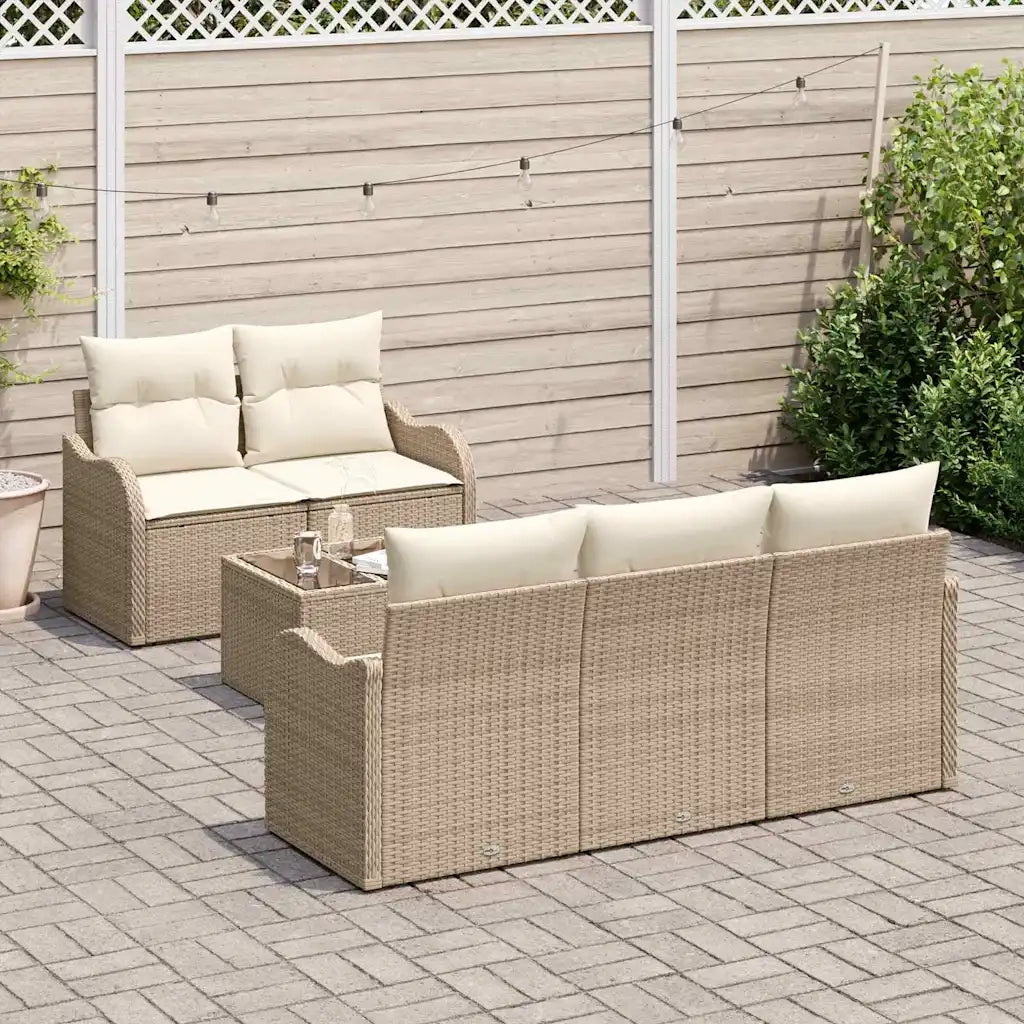 Set Divano da Giardino con cuscino 6 pcs Beige e Crema 3354250